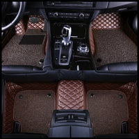 Custom Fit Car Floor Mat Accessories Interior ECO Diamond Stripes Thick Leather Double Layers Rugs for 95% 5-Seater Vehicles