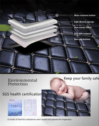 Custom Fit Car Floor Mat Accessories Interior ECO Diamond Stripes Thick Leather Double Layers Rugs for 95% 5-Seater Vehicles
