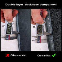 Custom Fit Car Floor Mat Accessories Interior ECO Diamond Stripes Thick Leather Double Layers Rugs for 95% 5-Seater Vehicles