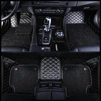 Custom Fit Car Floor Mat Accessories Interior ECO Diamond Stripes Thick Leather Double Layers Rugs for 95% 5-Seater Vehicles