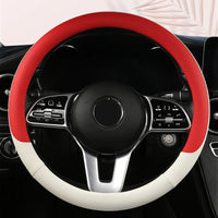 Universal 38cm (15 in) Leather Steering Wheel Cover – Round & D Shape