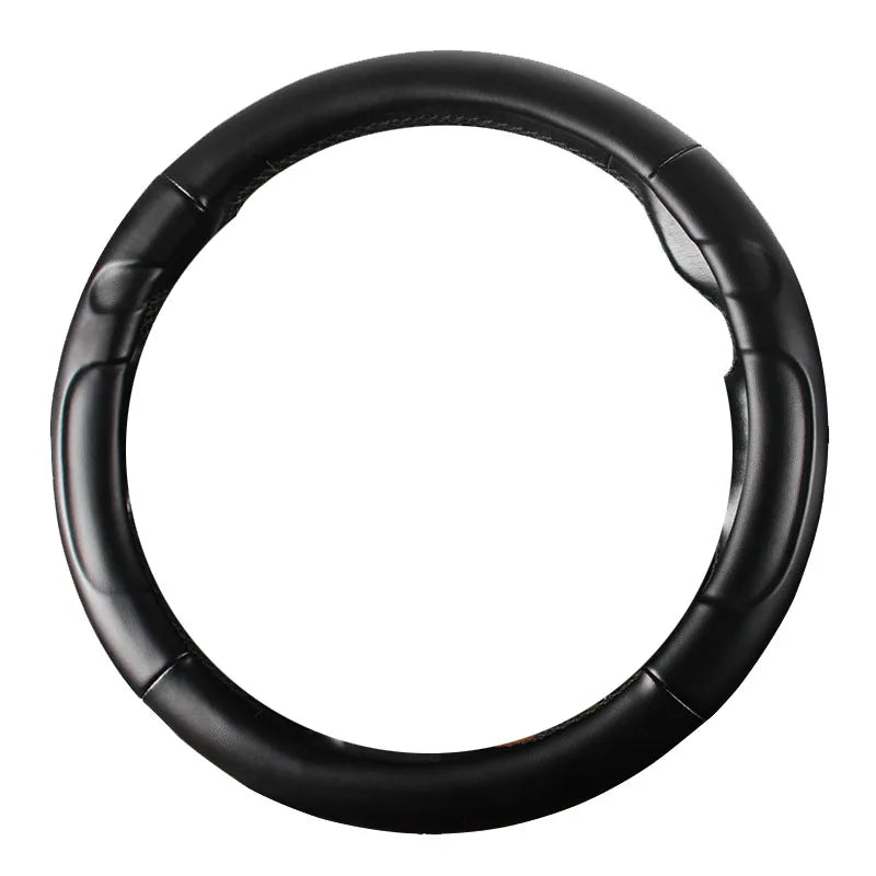 Universal 38cm Sheepskin Leather Steering Wheel Cover – Round & D Shape