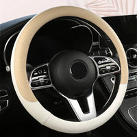 Universal 38cm (15 in) Leather Steering Wheel Cover – Round & D Shape