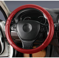 Universal 38cm Sheepskin Leather Steering Wheel Cover – Round & D Shape