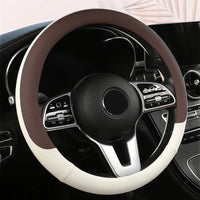 Universal 38cm (15 in) Leather Steering Wheel Cover – Round & D Shape
