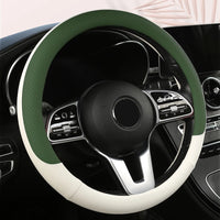 Universal 38cm (15 in) Leather Steering Wheel Cover – Round & D Shape
