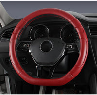 Universal 38cm Sheepskin Leather Steering Wheel Cover – Round & D Shape