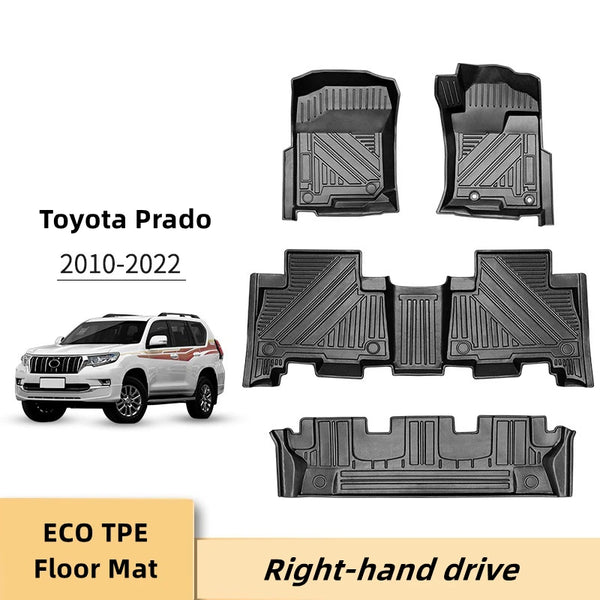 Custom Fit Waterproof TPE Floor Mats for Toyota Prado 2010-2022 - Prado 7 seats RHD